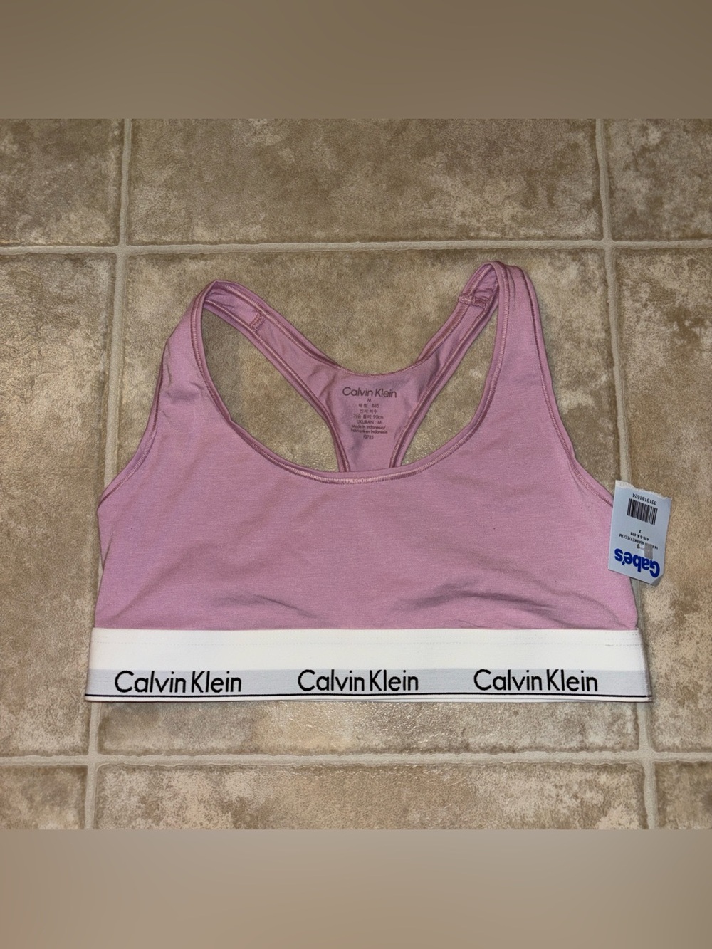Calvin Klein Pink Logo Elastic Band Racerback Bralette